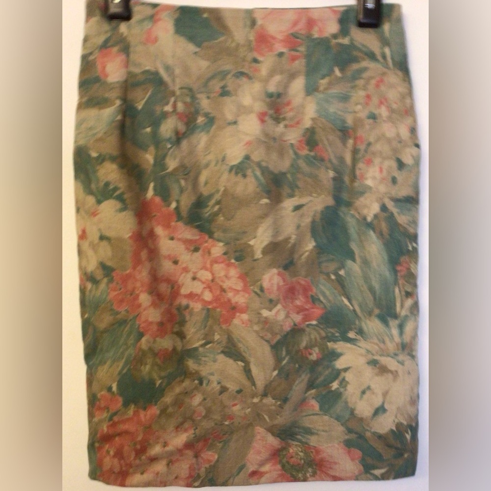 Vintage casual corner pink green Floral Print Women's Skirt size 6